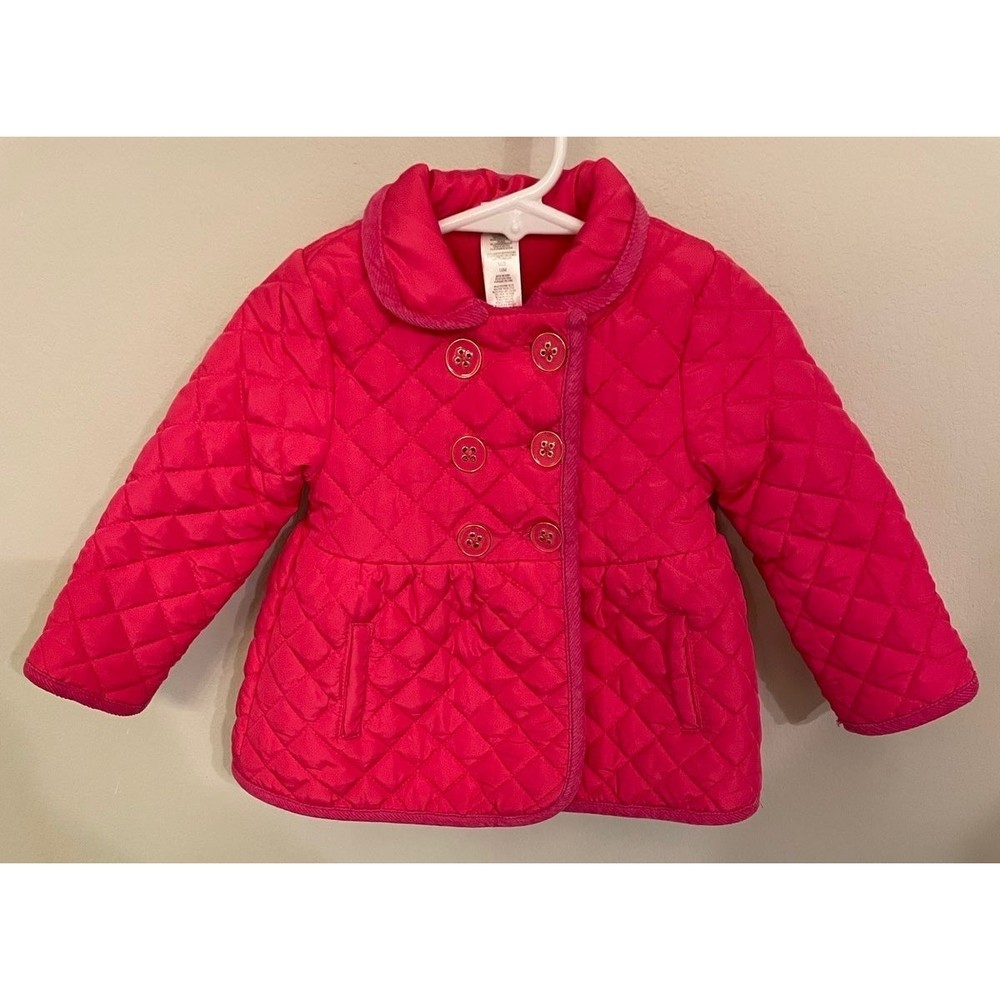 Little Me Hot Pink Little Girl Toddler Quilted Jacket Coat, Size 18 months